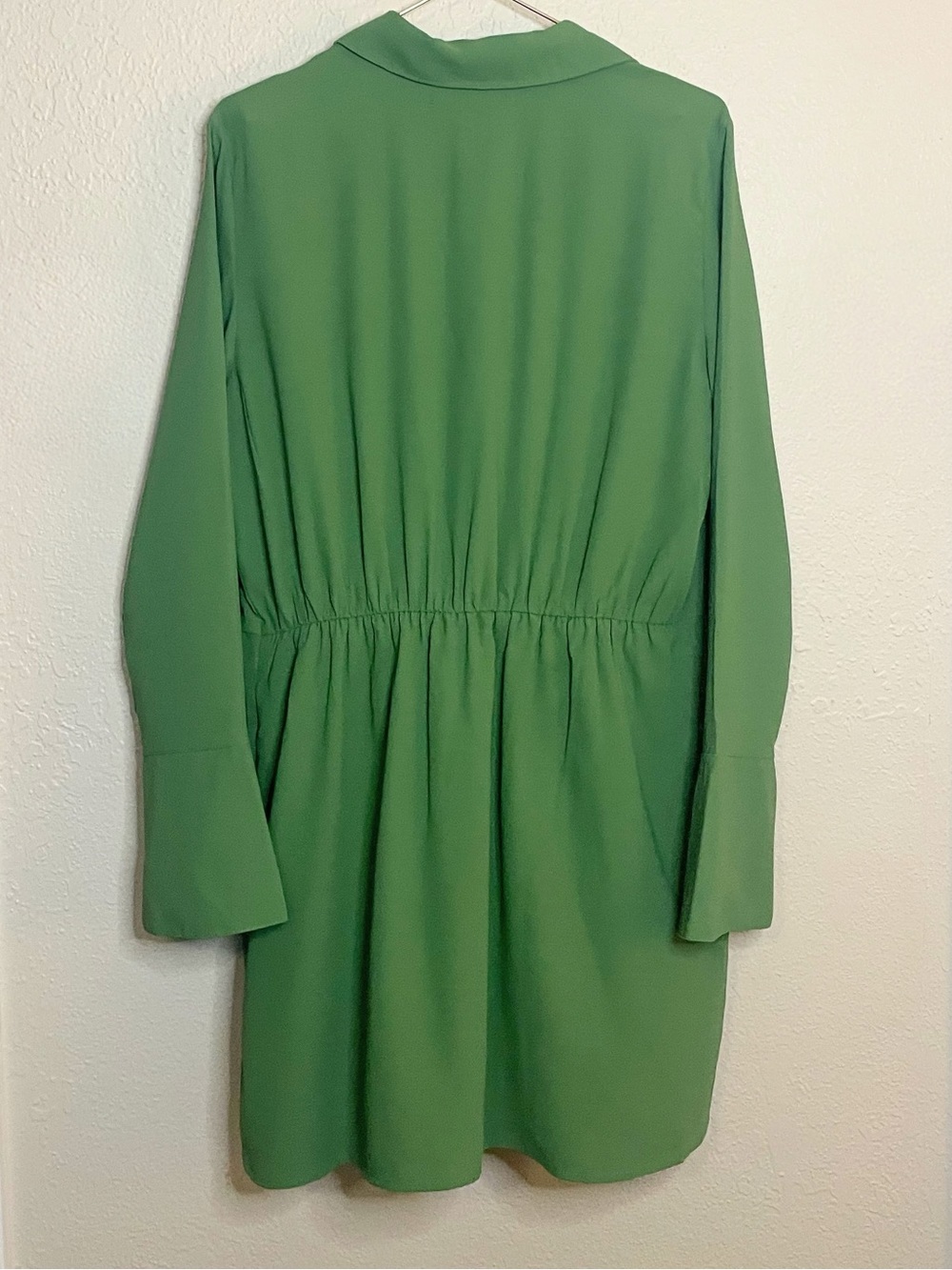 Abercrombie & Fitch Long Sleeve Twist Front Green Mini Shirt Dress L - Picture 3 of 10